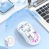 FREEWOLF Gaming Mouse A2 Transparent RGB Wireless Gaming Mouse with Transparent Digital 400mAh Adjustable Battery White, 2.4G/BT Connection, Case,