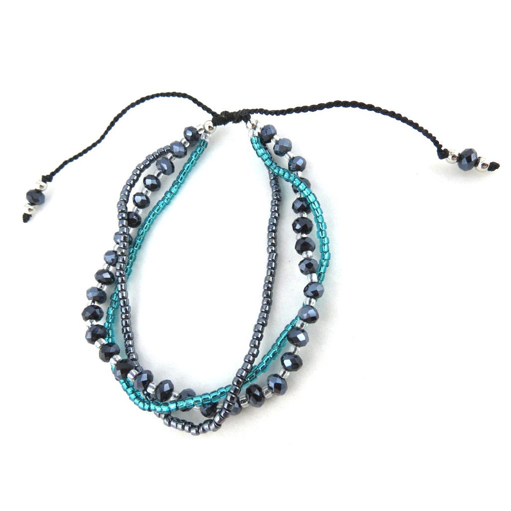 Les Trésors De Lily [N1093] - Ethnic Bracelet 'Kilimanjaro' Gray Green