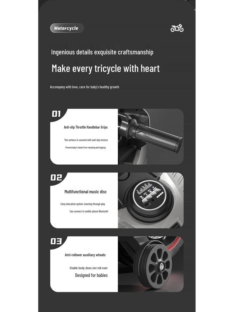 Kids' Electric Off-Road Motorcycle - Remote Control Ride-On Toy for Ages 2-8, Rechargeable