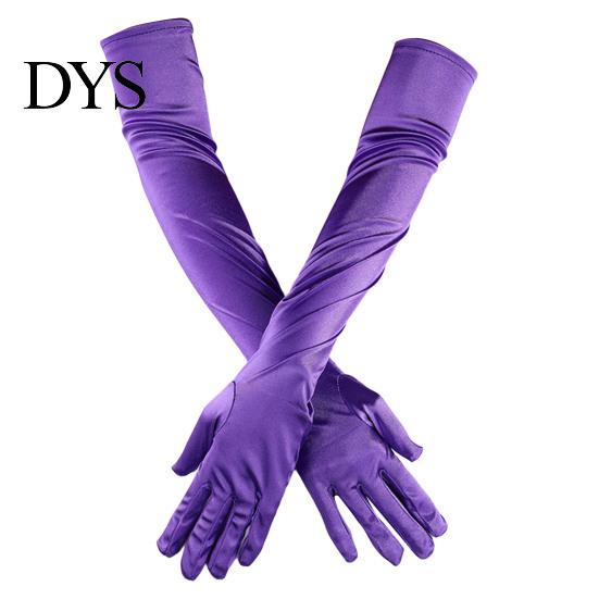 Full Finger Gloves 1 Pair Wedding Super Soft Elastic Fade-Resistant Washable Vivid Color Decorative Satin Women Elbow Length Evening Party Long