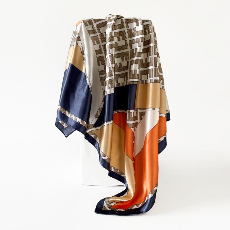 New 90cm Silk Scarf Ladies Wrap Scarf Printed Scarf Satin Large Square Scarf Scarf