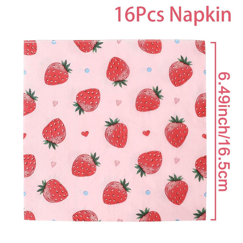 Süßes Erdbeer Einweggeschirr Set Erdbeer Thema Geburtstagsfeier Dekorationen Kinder Gastgeschenke Geschenk Mädchen Babyparty Zubehör
