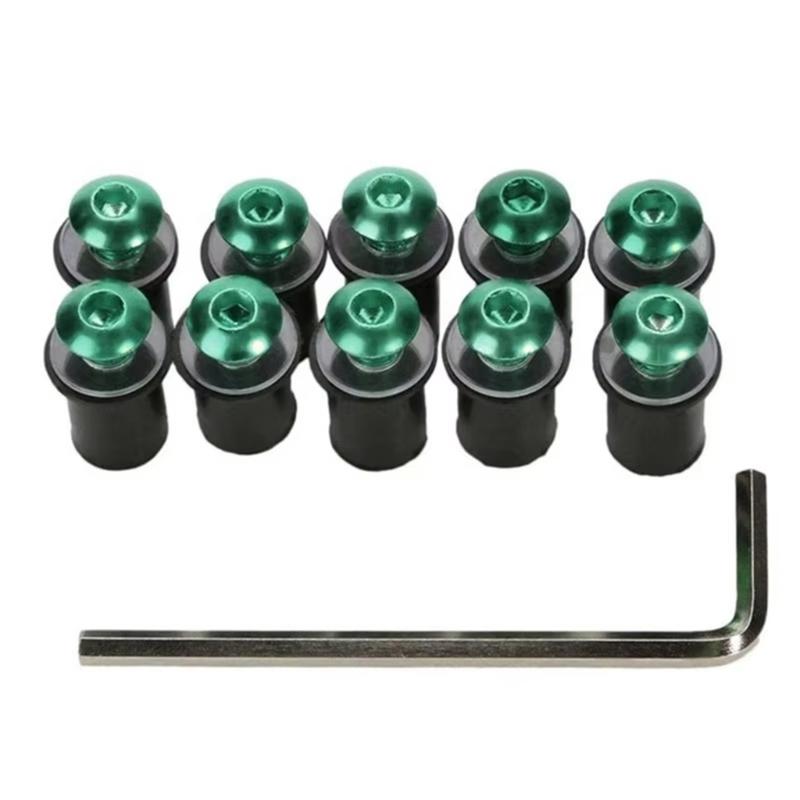 10pcs Motorcycle M5x16mm Windscreen Screw Bolts Nuts Universal Windshield Aluminum Fastener Kit Motorbike Accessories
