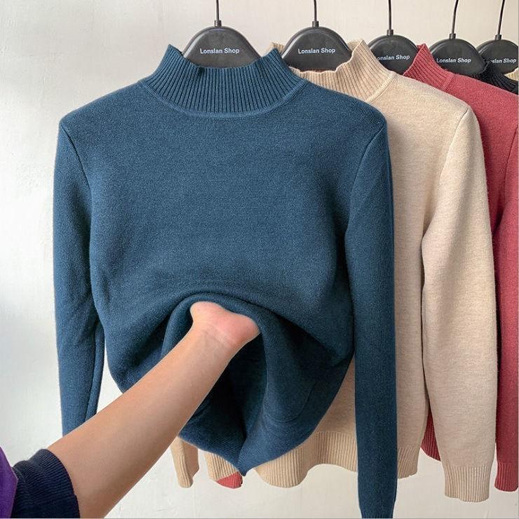 Autumn and Winter Women's Turtleneck Sweater Thick Sweaters Knitted Slim Pullover Long Sleeve Sweater