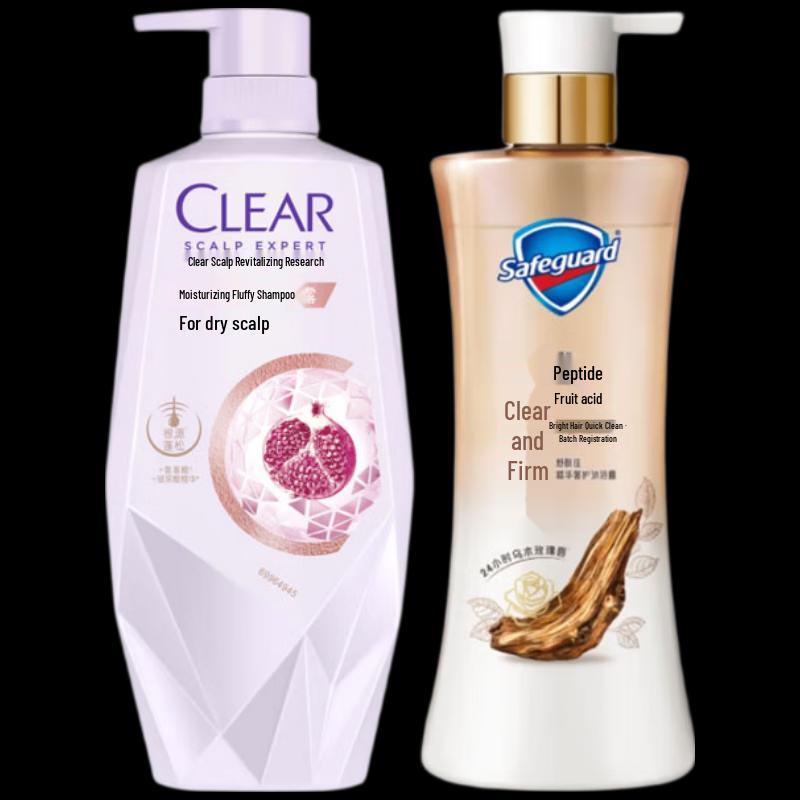 Clear Moisturizing & Volumizing Shampoo and Safeguard Body Wash Set