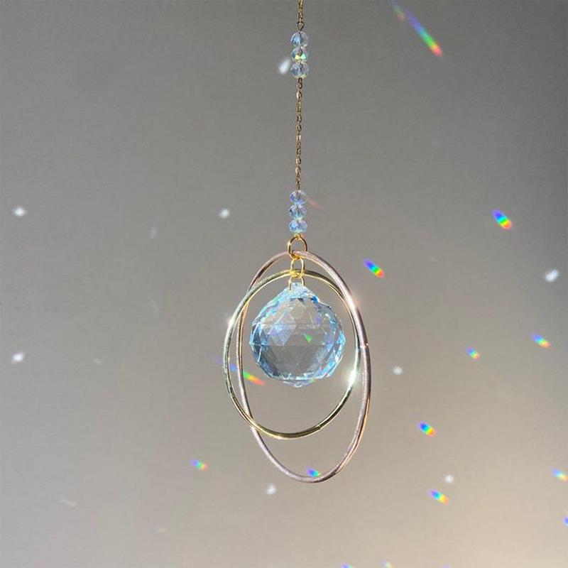 Suncatcher Hanging Crystal Moon Catcher Pendants Wind Chimes Rainbow Prism Window Drop Bell Christmas Tree Home Decor