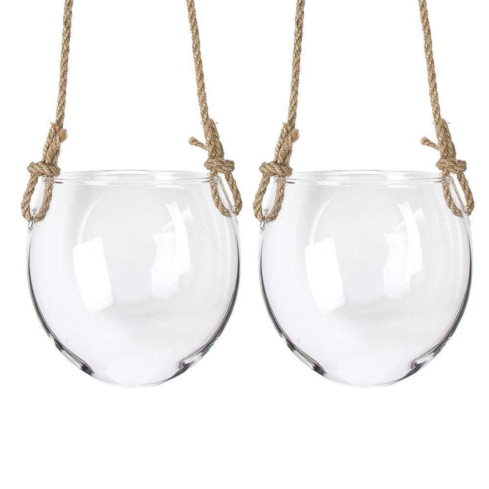 

Прозрачная настенная ваза Стеклянный цветочный горшок Контейнер для растений Гидропонная подвесная ваза Гостиная 2pcs