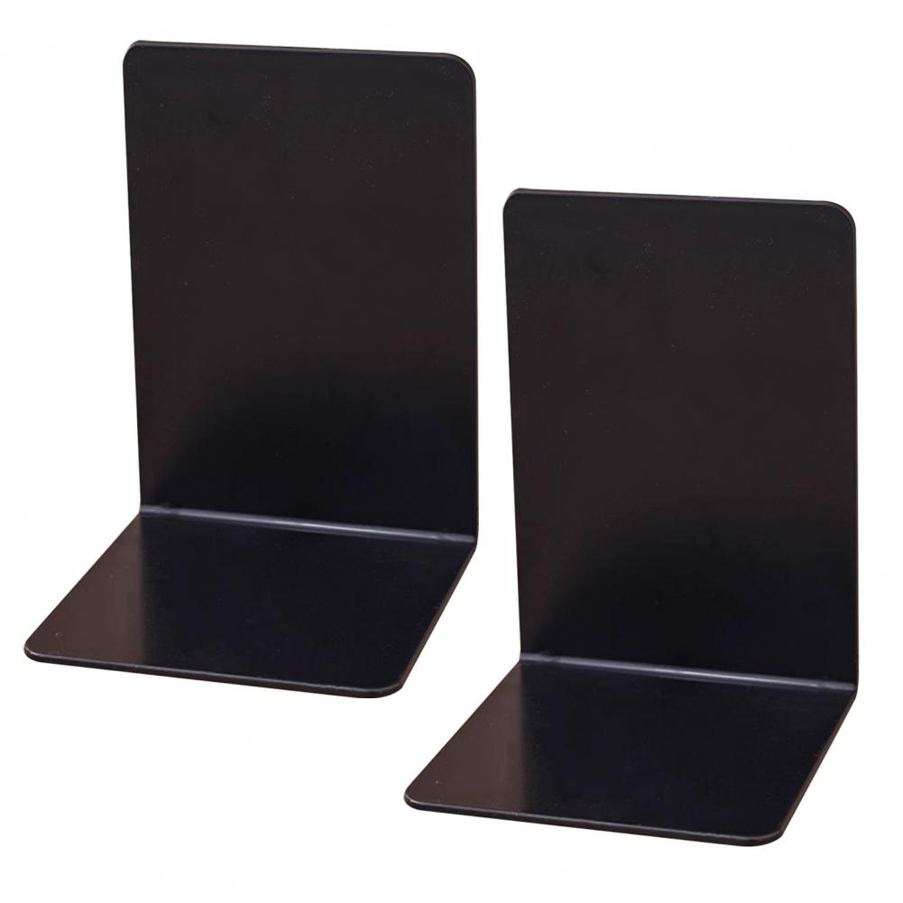Abs Structure Bookend White Bookcase Sturdy Metal Bookends with Anti-slip Design for Desktop Organization Set of 2 Solid Color чёрный