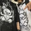 Cross-border summer new trendy brand pure cotton bear cartoon printed men's clothing Korean version loose short-sleeved T-shirt men's couple clothing