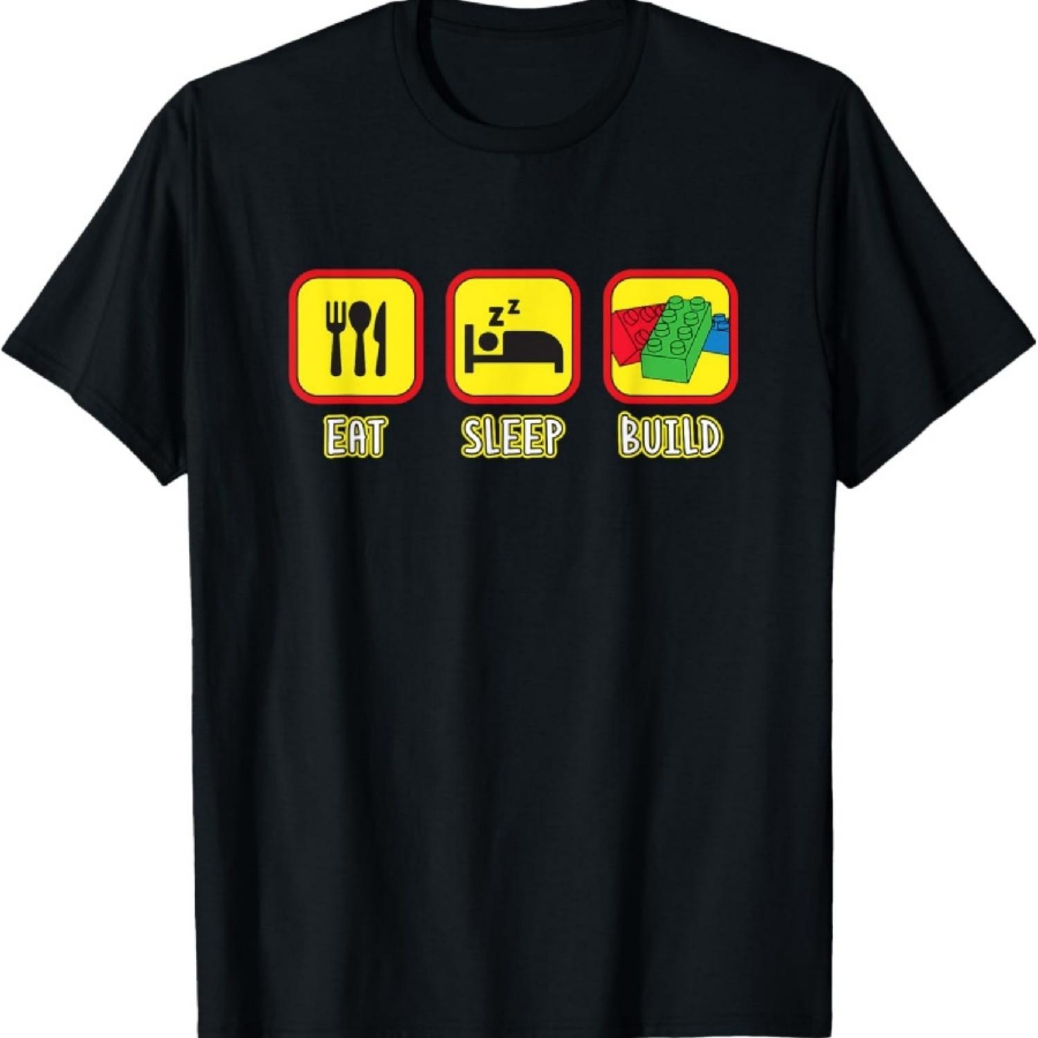

Eat Sleep Build Toy Brick T-Shirt XXXXXL чорний