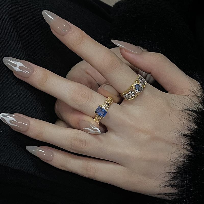 Medieval Court Style Hollow Pattern Fashion Open Ring Female Sweet Cool Lace Light Luxury High Sense Index Finger Ring