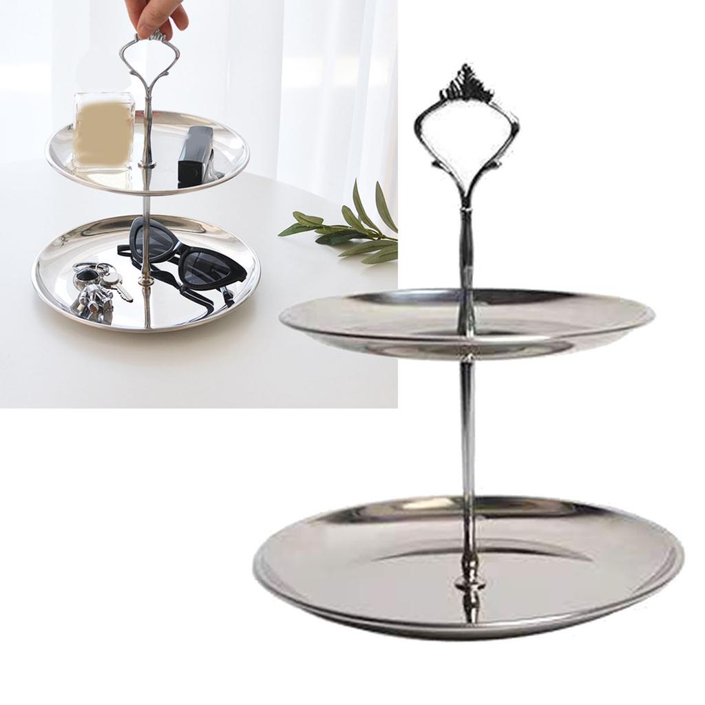 Desktop Shelf 2 Tier Counter Rack Shelf Stainless Steel Minimalist Round Countertop Stand for