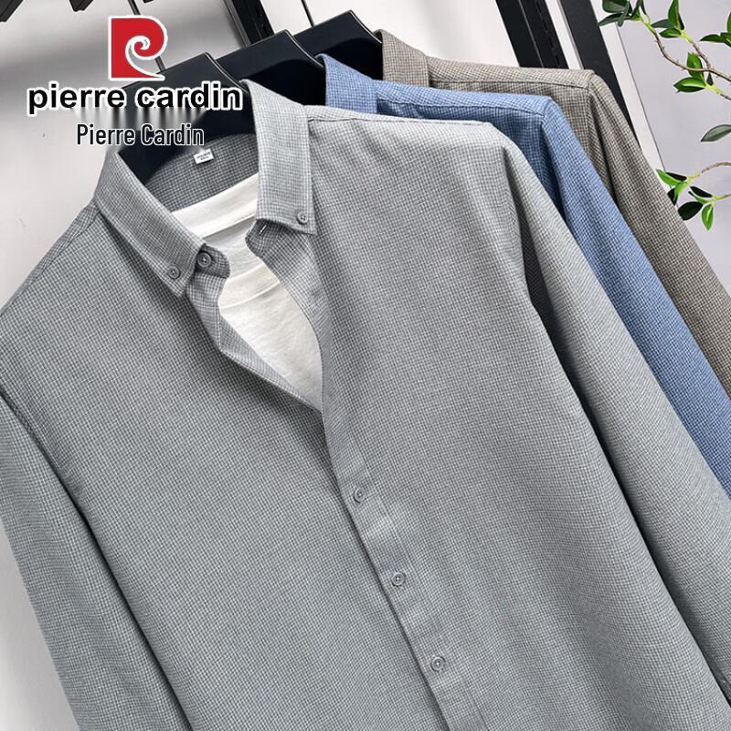 Pierre Cardin Men's 100% Cotton Brushed Long Sleeve Plaid Shirt