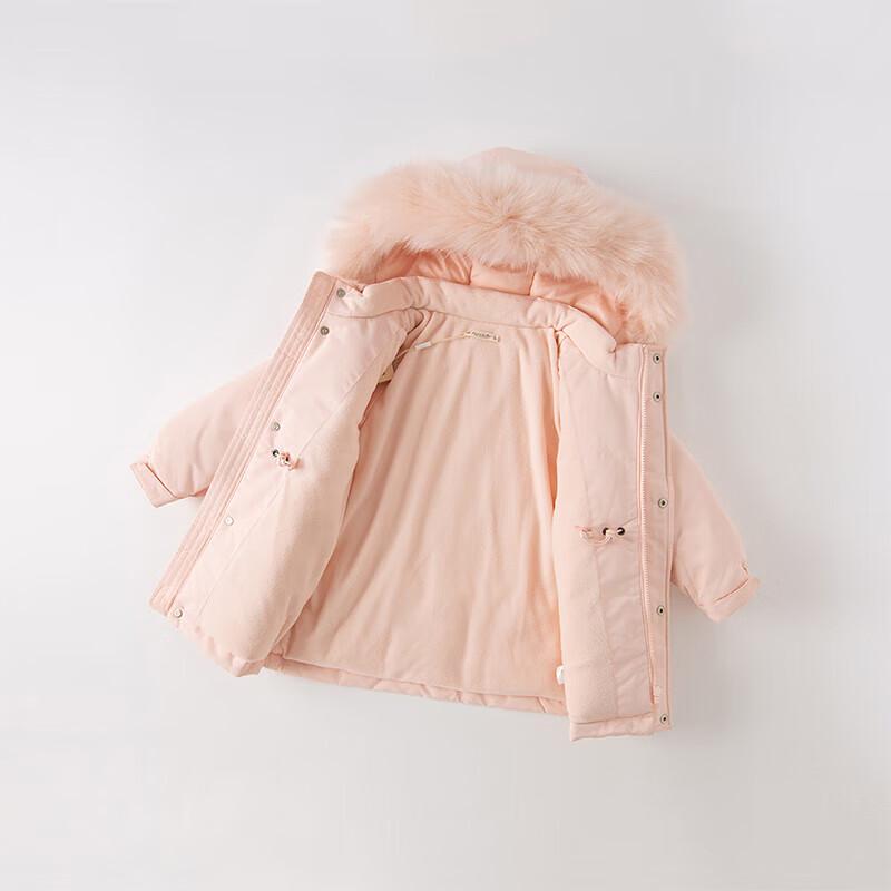DAVE&BELLA Girls' Long Hooded Down Jacket
