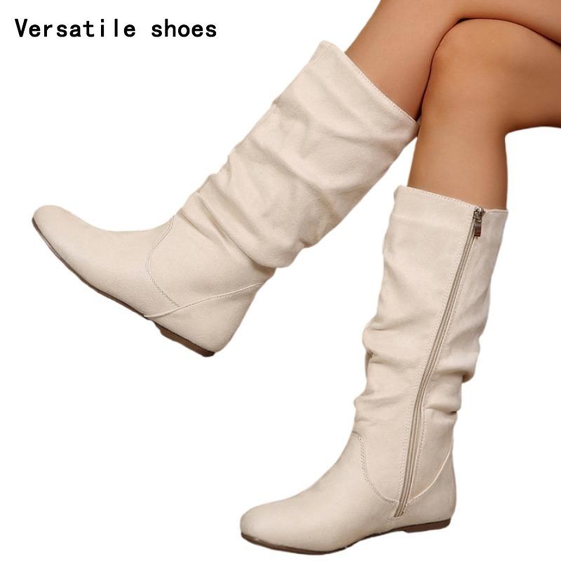 Замшевые балетки до середины голени — фото 7