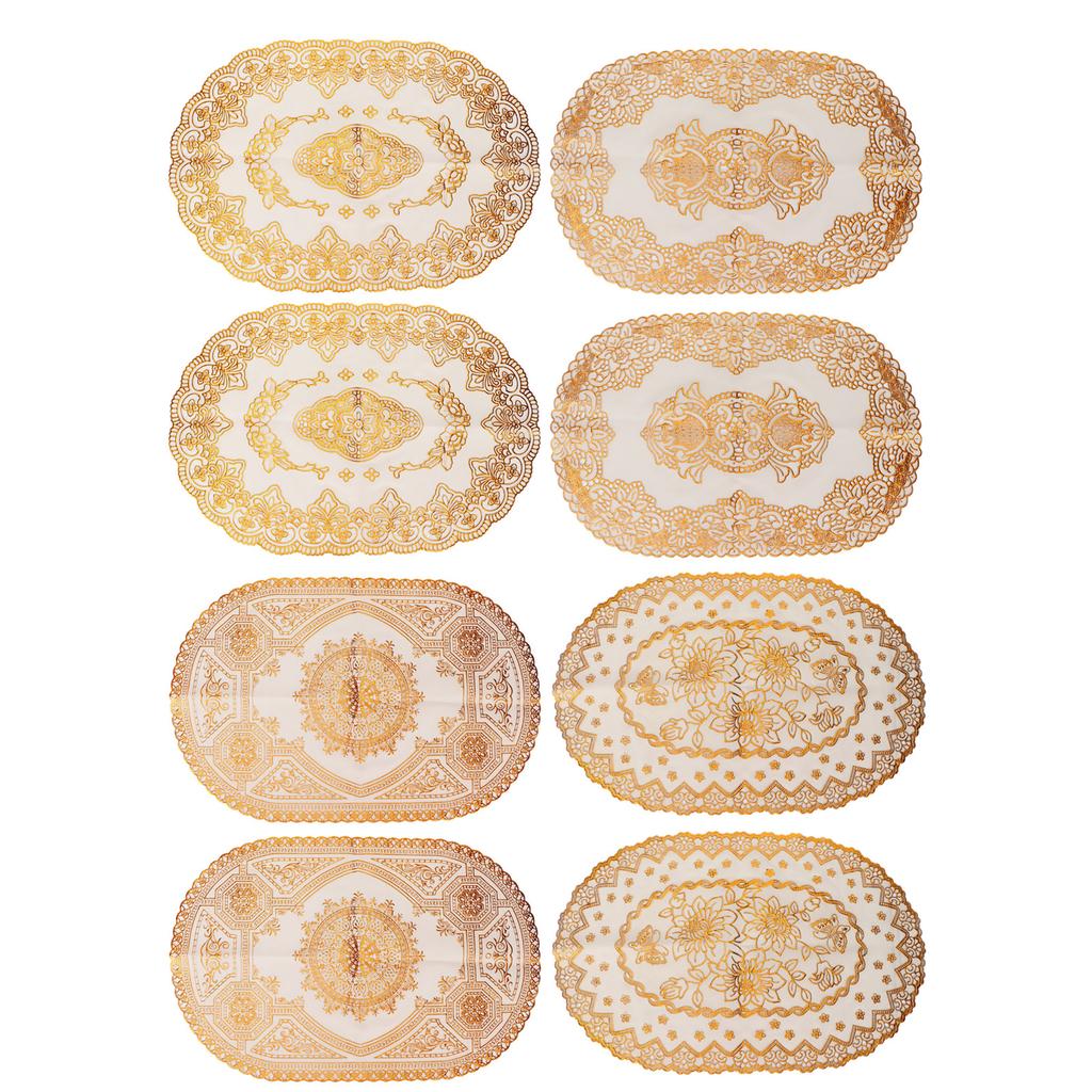 2 Stücke PVC Tischset Gold Tischsets Cup Coaster Pad Küche Restaurant Hochzeitsdekoration