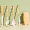 Japanese-Style Wheat Straw Cutlery Set Knife Fork Spoon Chopsticks - Three-Piece Folding Portable Cutlery
