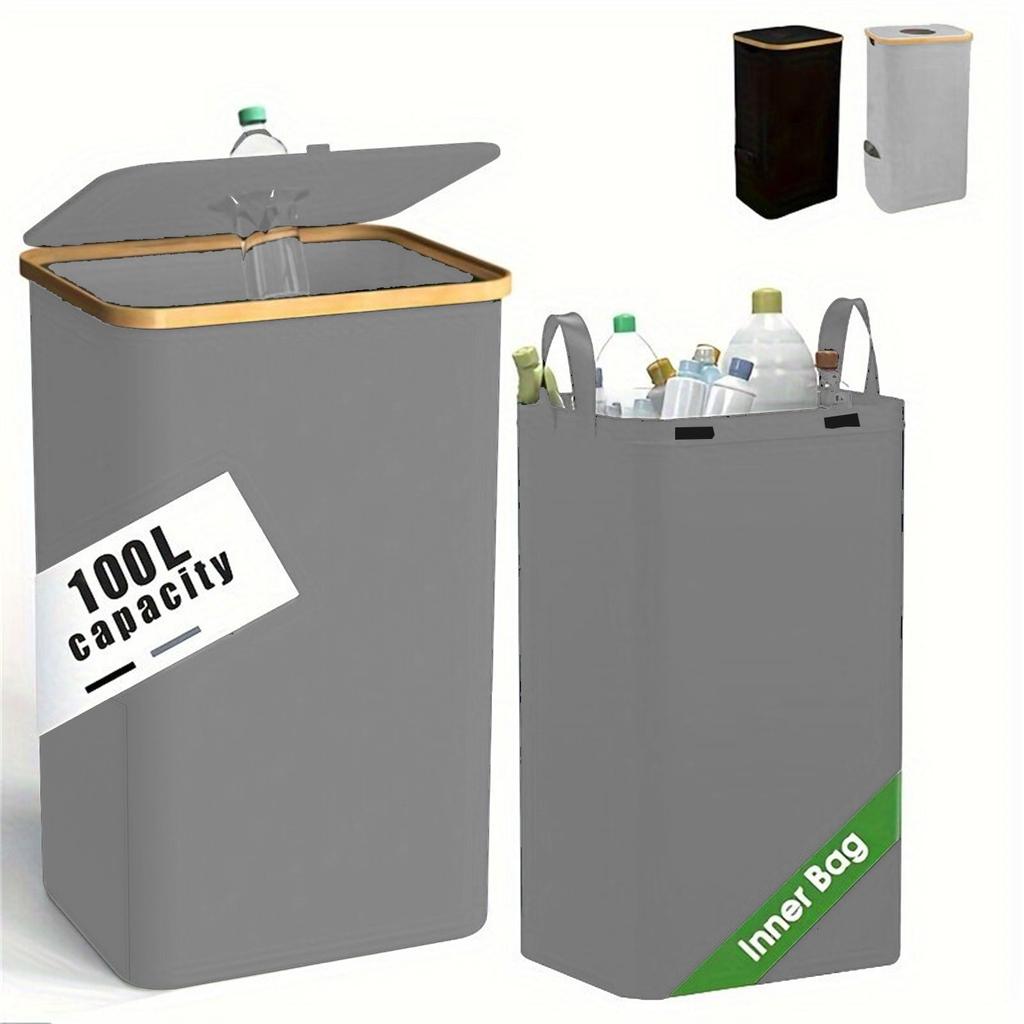 Foldable and Detachable Storage Basket with Eco-friendly Bamboo Lid