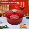 Enameled Dutch Oven Pot with Lid 5L Enamel Soup Pot Soup Cooking Pot Cast Iron Dutch Oven with Dual Handles for Bread Baking