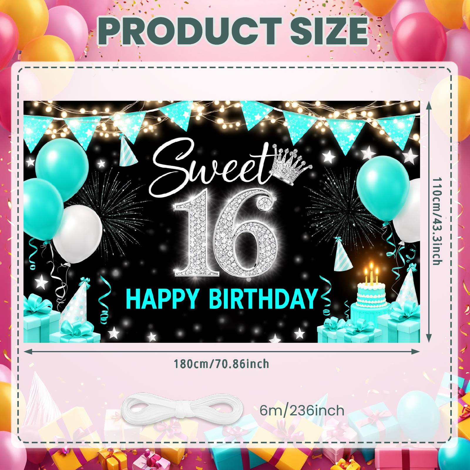 

Birthday Party Display Star Pattern Sweet 16 Party Display Birthday Event Banner Balloon Decor Sweet 16 Birthday Banner