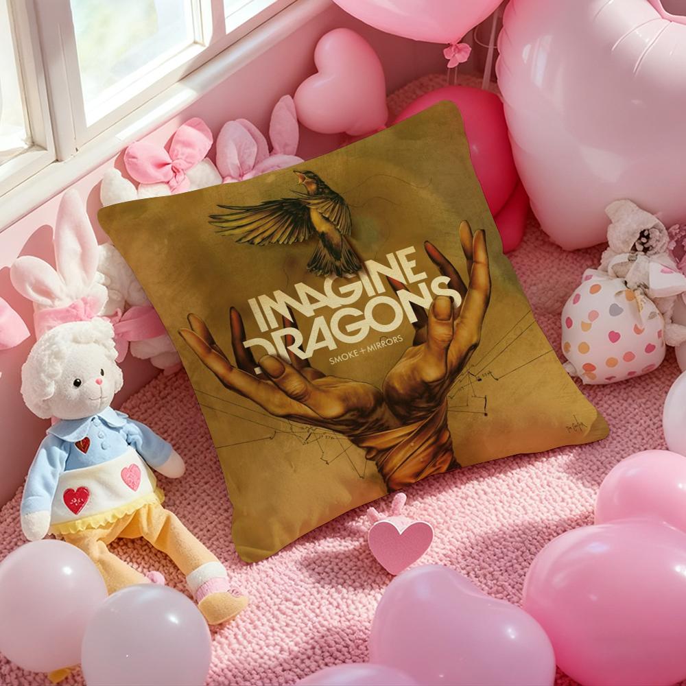 I-Imagine D-Dragons Band Cushion Cover Pattern Printed Pillowcase for Living Room Sofa Cushion Cover & Bedroom Decor