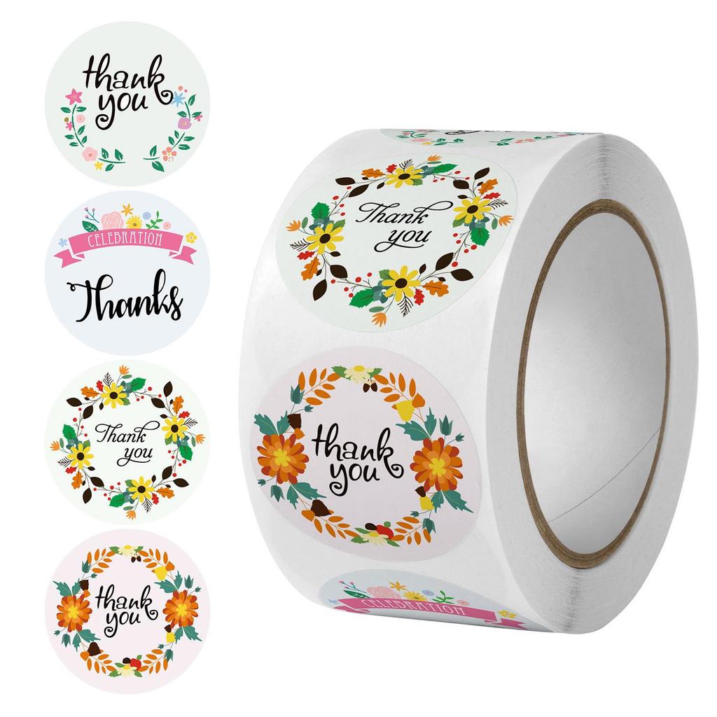 500 Self-Adhesive Thank You, Dessert, Cake, & Baking Stickers - Cartoon & Floral Styles for Children & Wedding Rewards