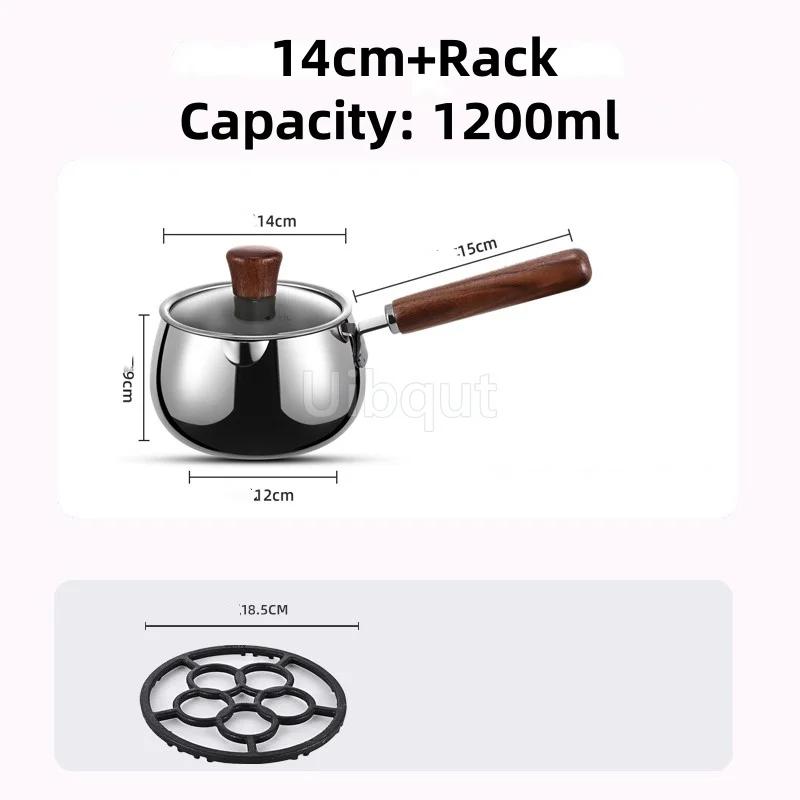 316 Stainless Steel Milk Saucepan with Lid Round Pasta Pot Cookware Stockpot Stovepot for Hotel Camping Restaurant 12 14cm