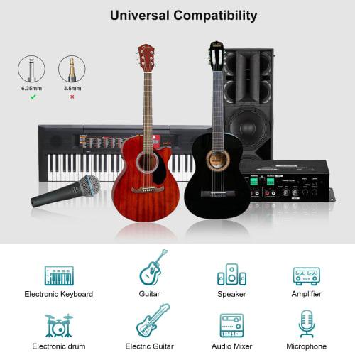 6.35mm To 6.35mm Stereo Audio Cable, FIBBR Straight 1/4-Inch TS Audio Guitar Plug-in, Nylon Braided for Electric Guitars, Basses, Amplifiers, Mixers,