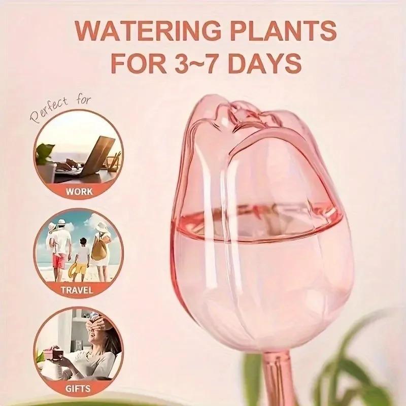 1/8Pcs Pink Tulip Plant Watering Balls, Automatic Plant Waterers Drippers, Self-Watering Globes for Indoor & Outdoor Plants