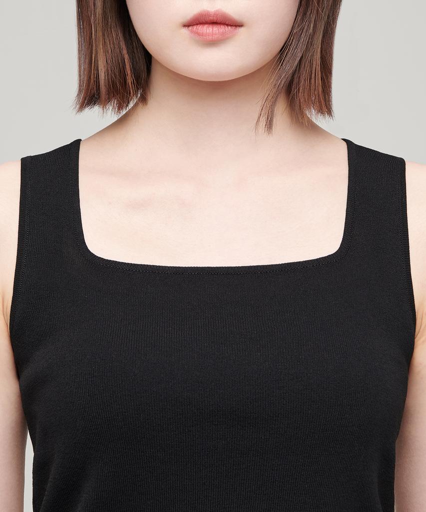 MUSINSA STANDARD WOMAN Women'S Square Neck Knit Sleeveless Top [Black]