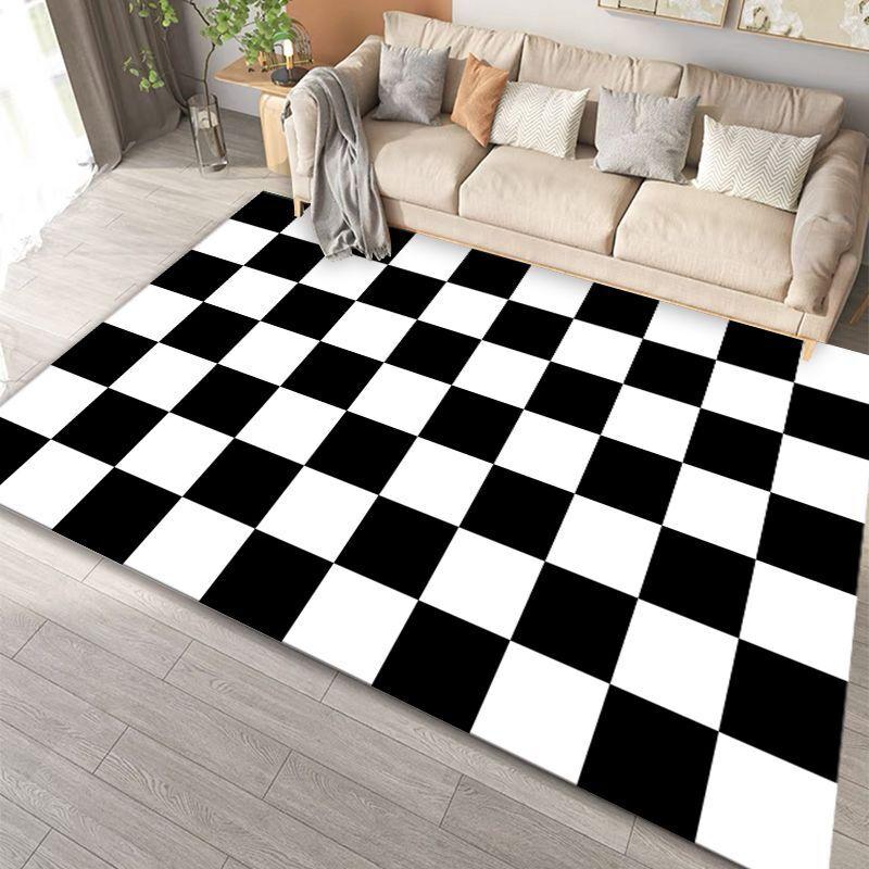 Modern Simple Black White Large Size Rugs for Living Room Light Luxury Sofa Area Carpet Soft Fluffy Bedroom Decor Anti-slip Mats