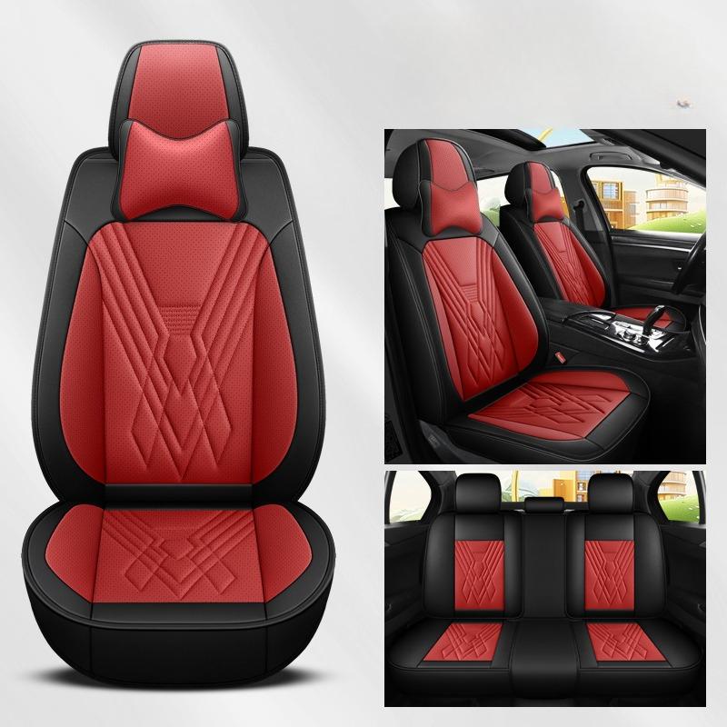 Full Set 5-Seat Premium Nappa Leather Car Seat Covers with 2 Headrest Breathable and Waterproof Seat Covers for Most Cars