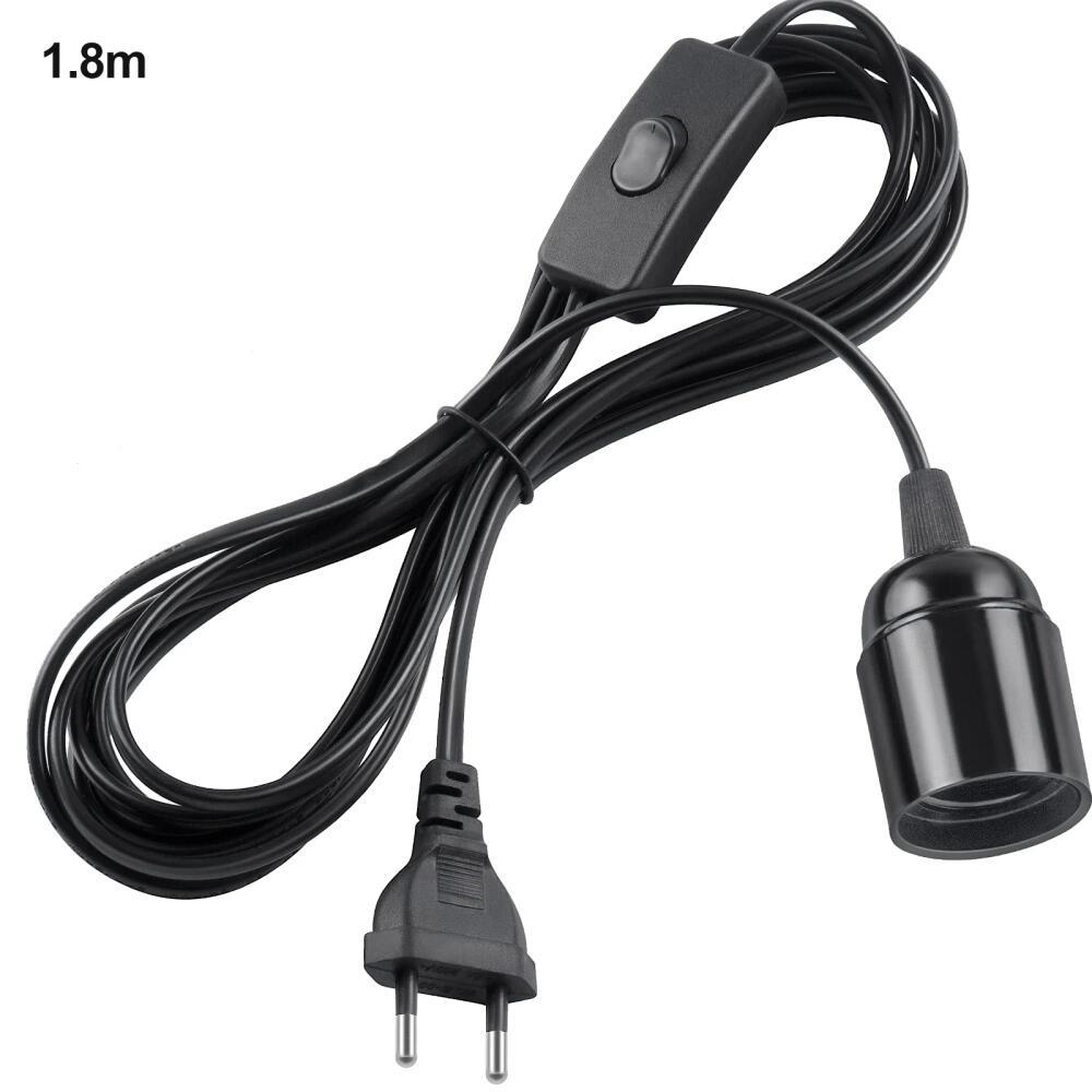 EU Plug E27 Lamp Base Holder With Switch Wire 1.8m Power Cord Cables For Pendant Led Bulbs Fixture Hanglamp Suspension Socket