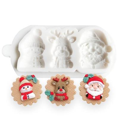 1pc Christmas Reindeer Santa Claus Snowman Silicone Mold Sugarcraft Chocolate Cupcake Baking Fondant Cake Decorating Tools