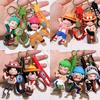 One Piece Anime Keychain Cute Couple Key Rings for Men Women Car Backpack Car Luffy Sabo Resin Action Key Chain Birthday Gifts