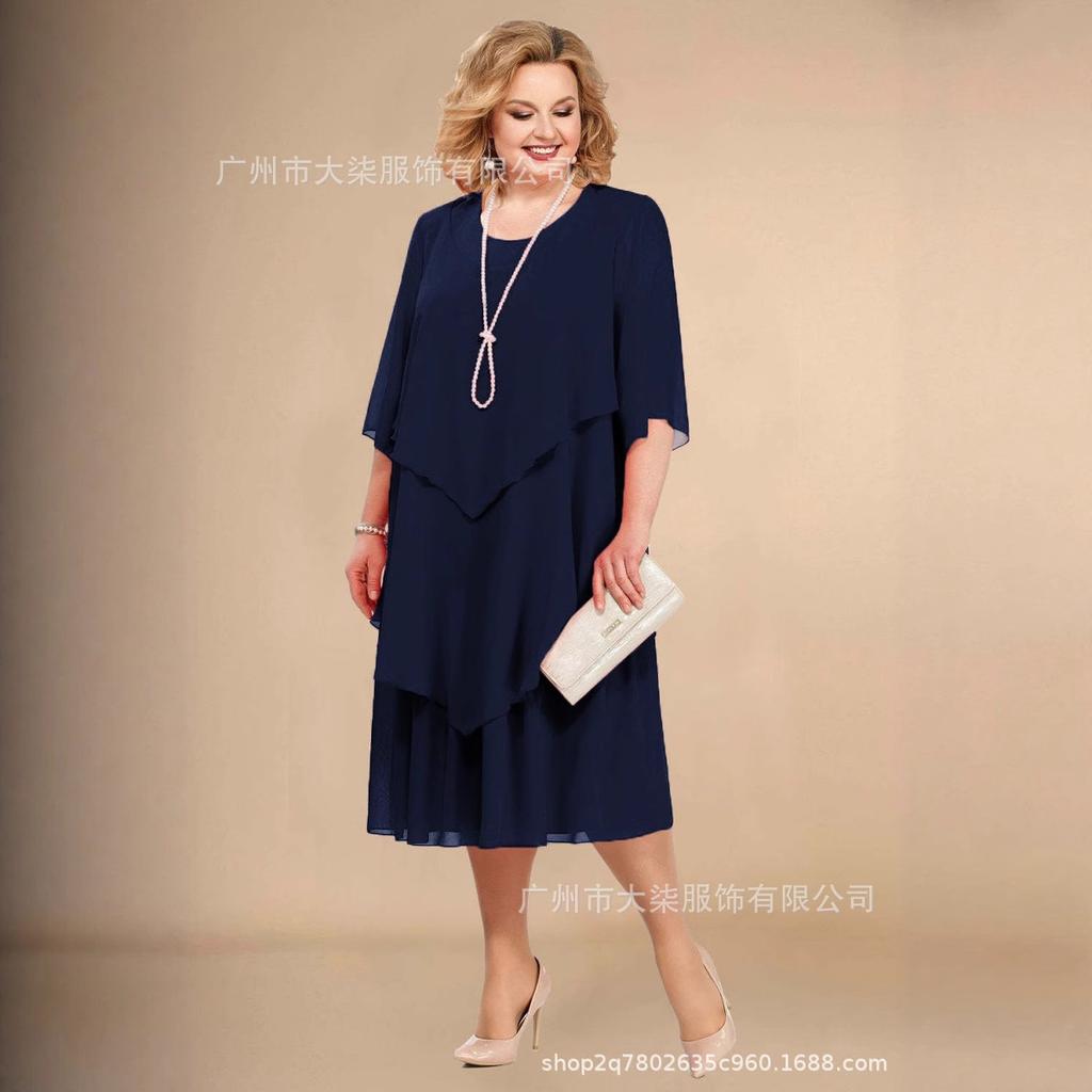 Chiffon Übergröße Mama Strandhochzeitskleid