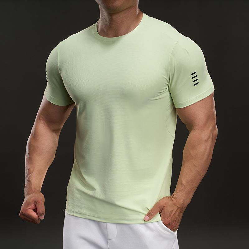 

Удобная спортивная и повседневная футболка с коротким рукавом, модная, облегающая, эластичная, для фитнеса, для улицы XL зелёный