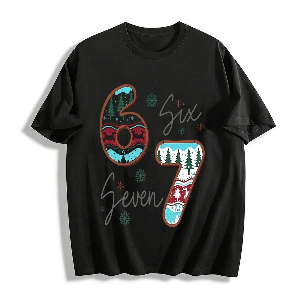 

Christmas Style Number 67 Print Top Festival Vibe Casual T-Shirt Pure cotton T-shirt XXS