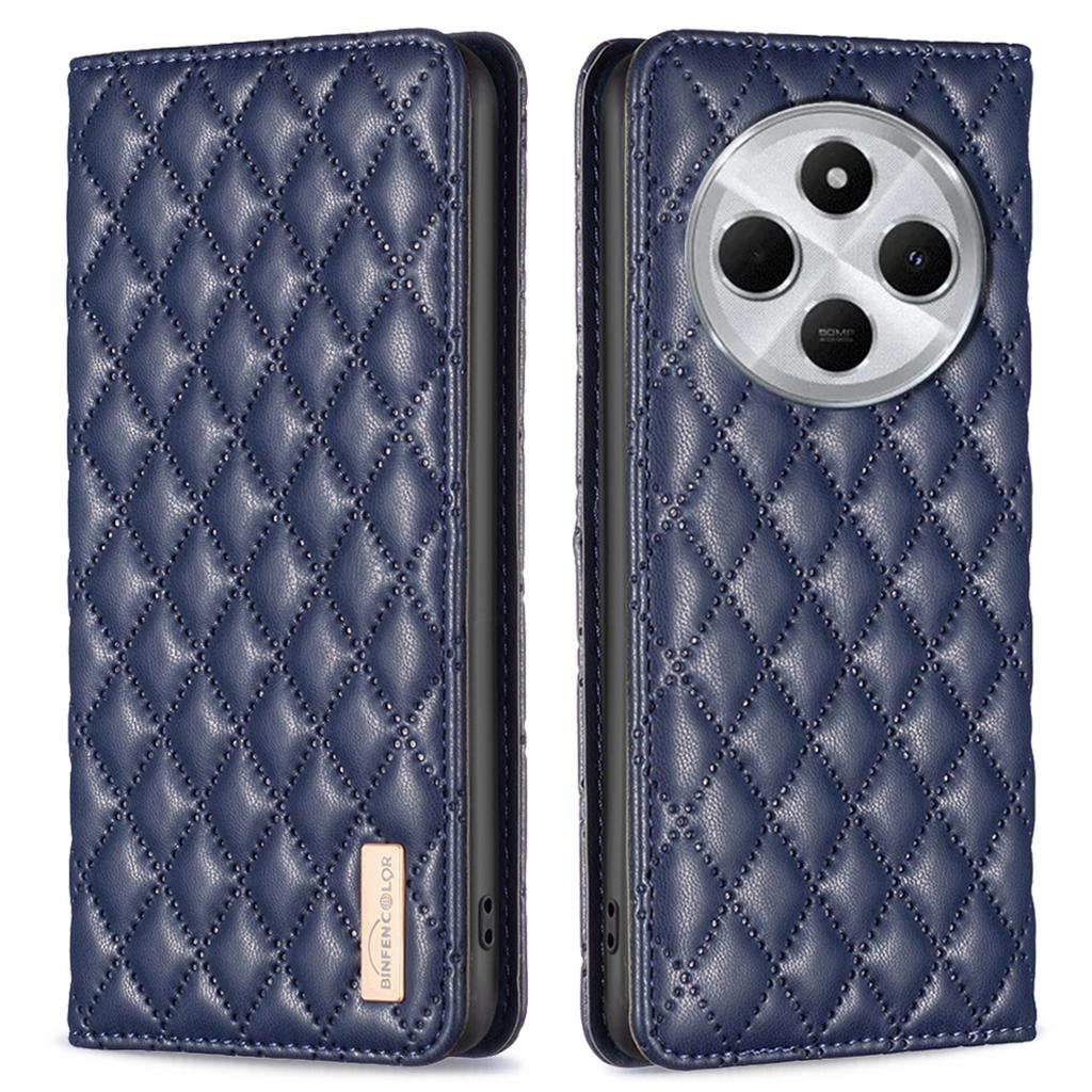 BINFEN COLOR BF Style-16 For Xiaomi Poco C75 4G/Redmi 14R 5G/14C 4G Case Card Slots Rhombus Leather Cover