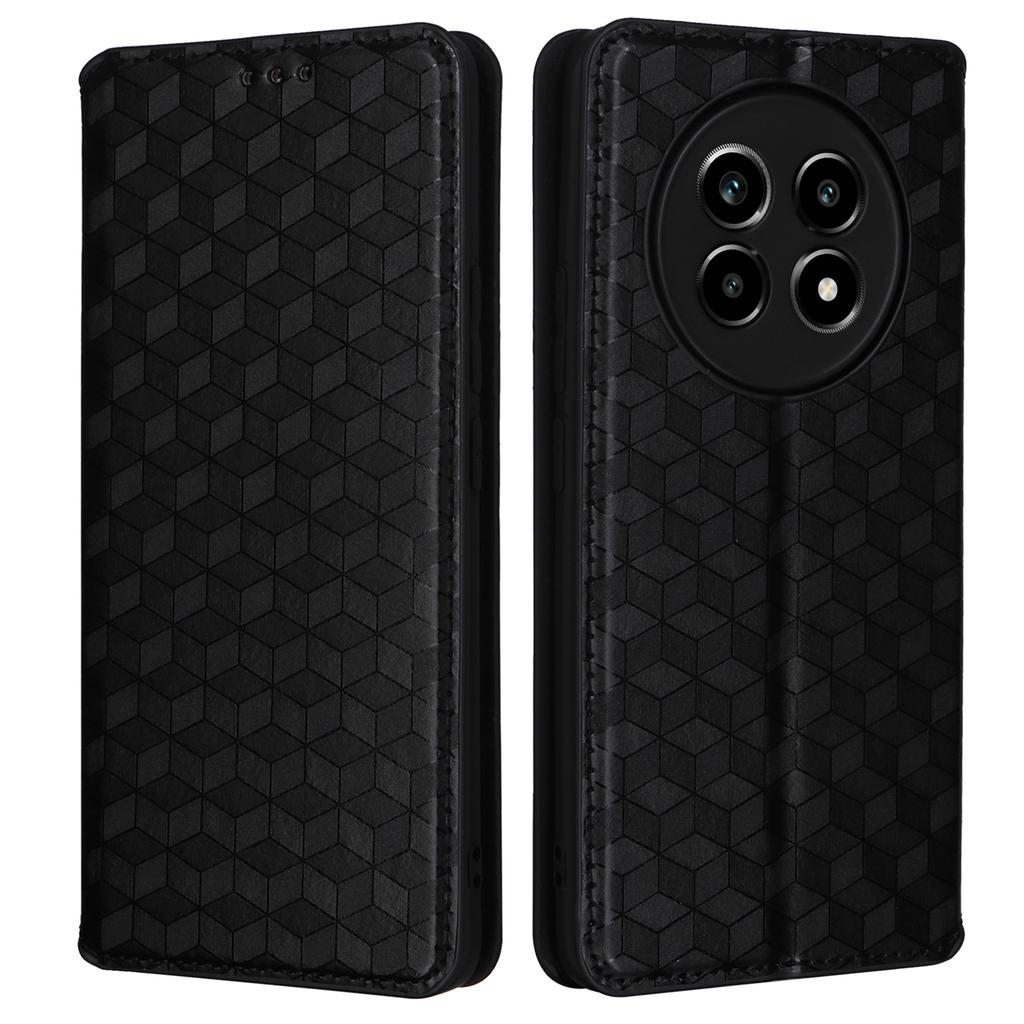 For Realme 14 Pro Lite 5G/13 Pro 5G (Global)/13 Pro+ 5G (Global) Wallet Case Rhombus Imprinted Leather Phone Cover