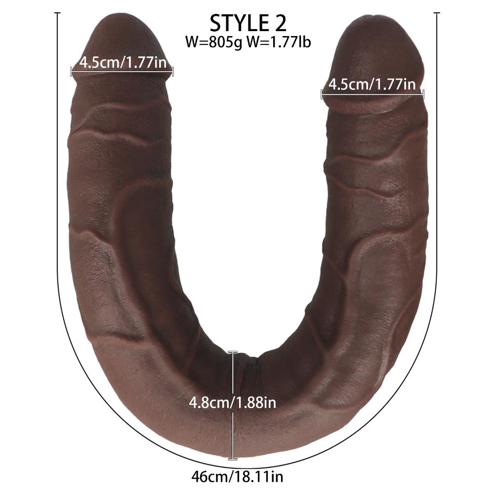 Double-Ended Dildo Silicone Realistic Vibrating Anal G-spot Toy for Women Gay Couples