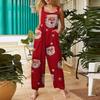 Women's Casual Jumpsuit Sleeveless Christmas Printed Cotton Jumpsuit
