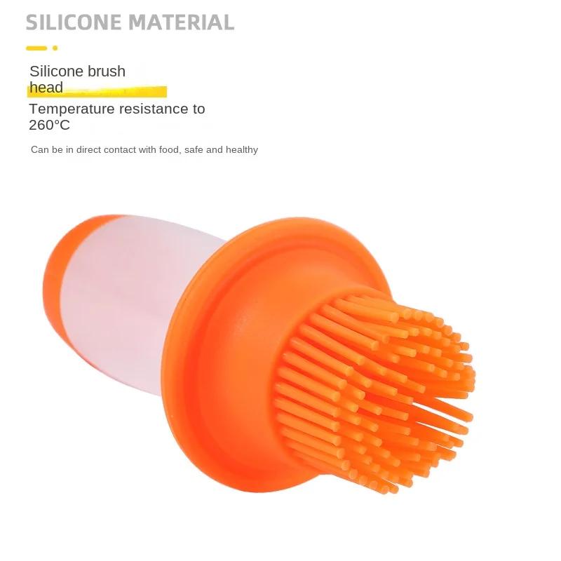 1pc Silicone Oil Bottle Brush with Lid Household High-temperature Kitchen Silicone Extrusion Barbecue Brush Oil Brush