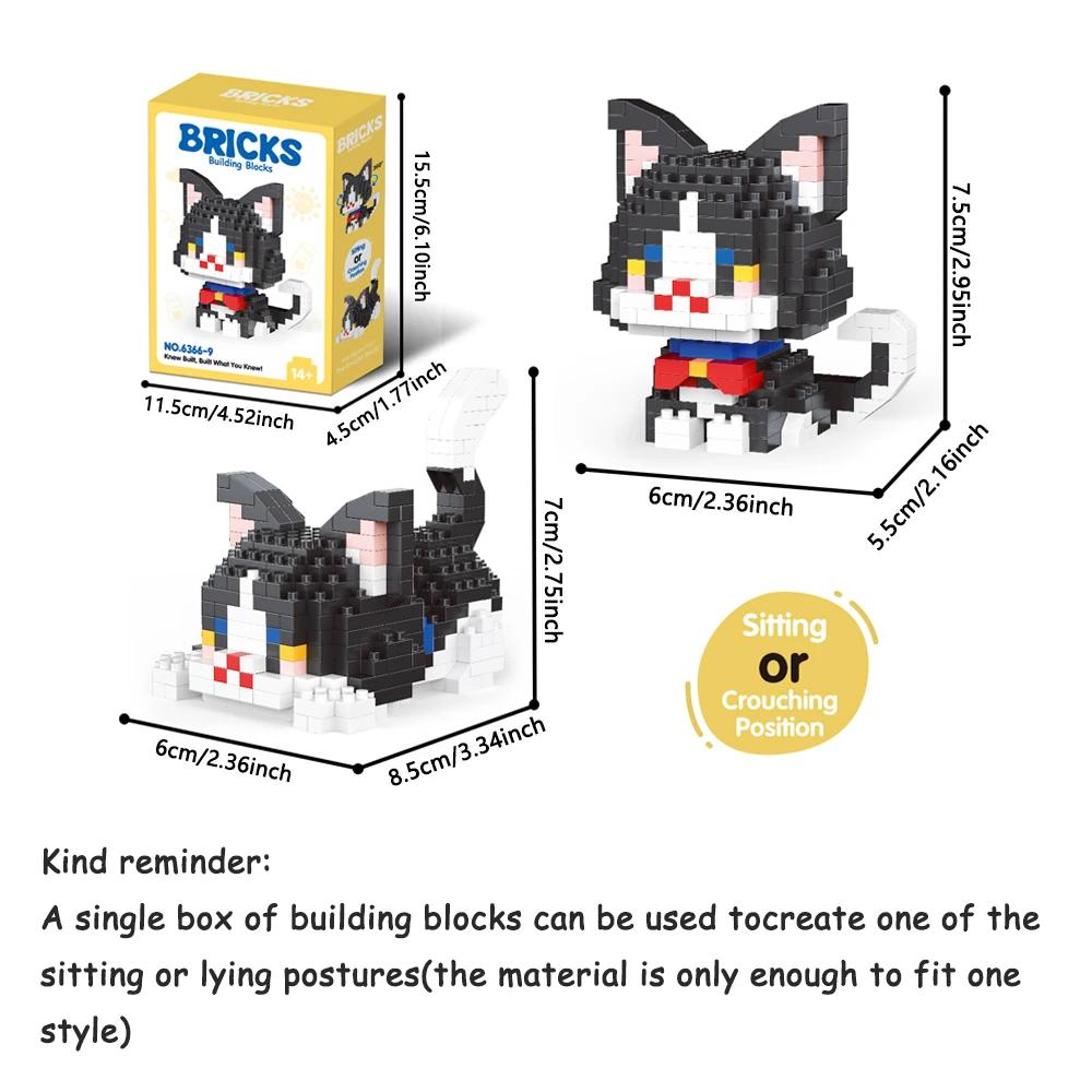 Micro Mini Super Niedlich Micro Katze Baustein Tiny Pet Serie Puppenfigur Das Perfekte Miniaturgeschenk für Katzenliebhaber und Mädchen