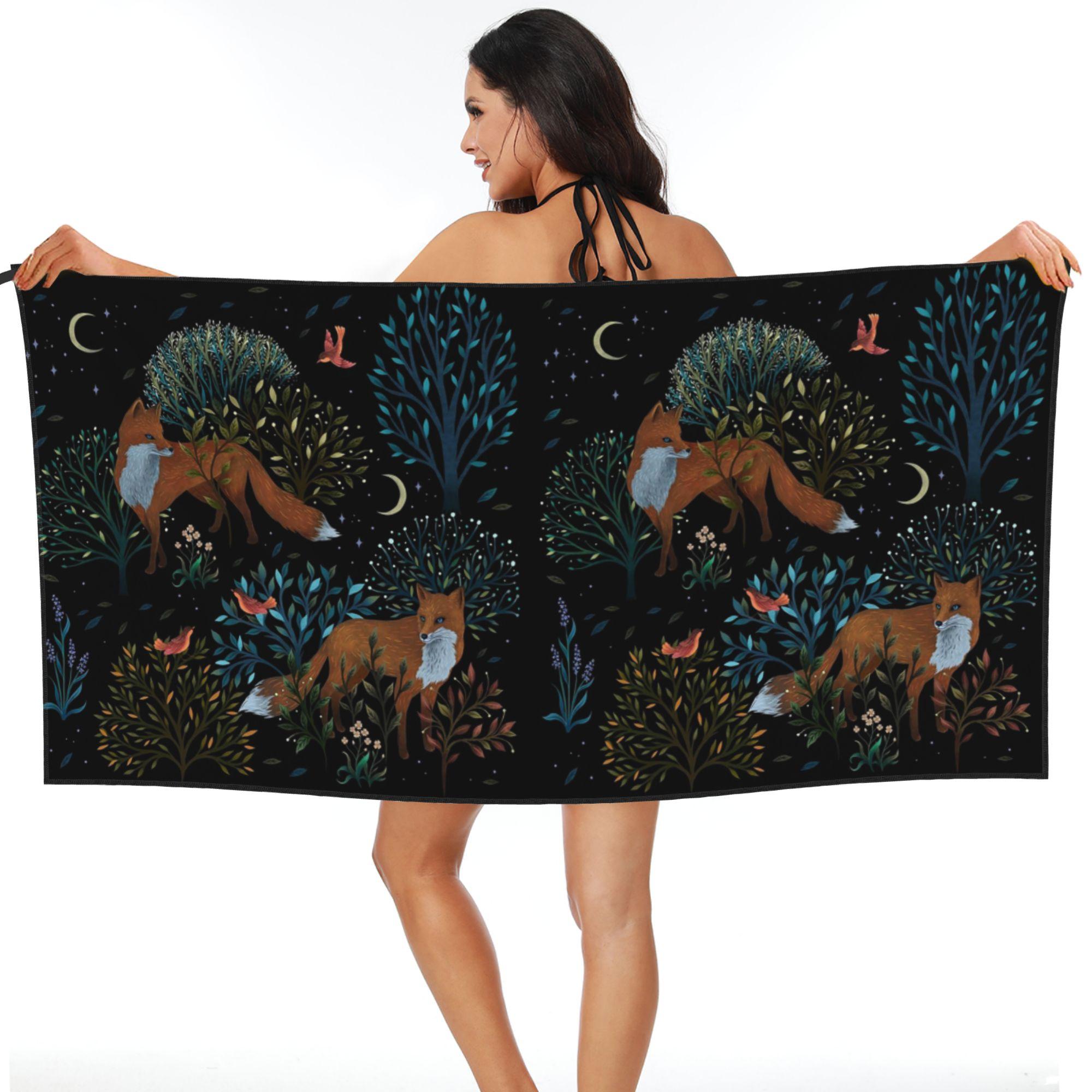Jmg Household Supplies Forest Fox Beach Towel Soft Microfiber Quick Dry Absorbent Quick Towels For Mountain Climbing