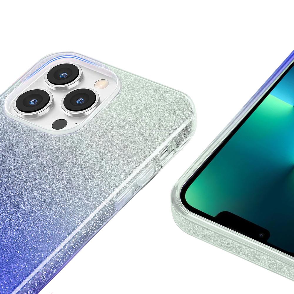 Glitter Case for iPhone 13 Pro, Silver/Blue