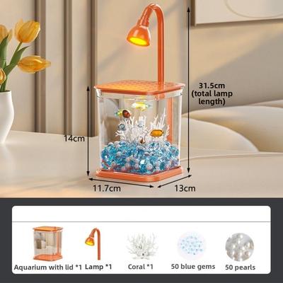 Creative Mini Desktop Fish Tank Breathable INS Landscape Fish Tank Decorative Durable Plastic Clear Aquariums