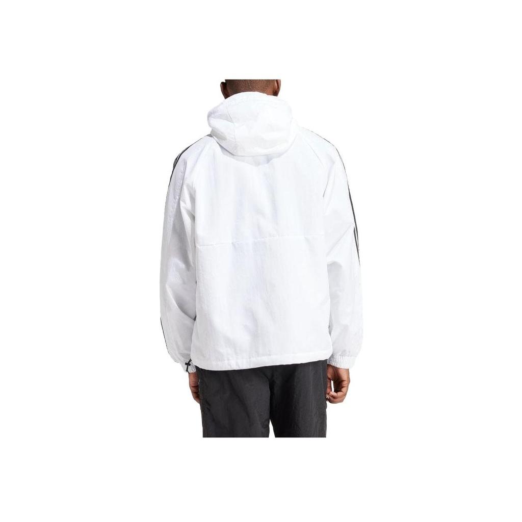 Adidas Originals Logo Print Zip-Up Hooded Long Sleeve Windbreaker Men Outerwear White IZ3285