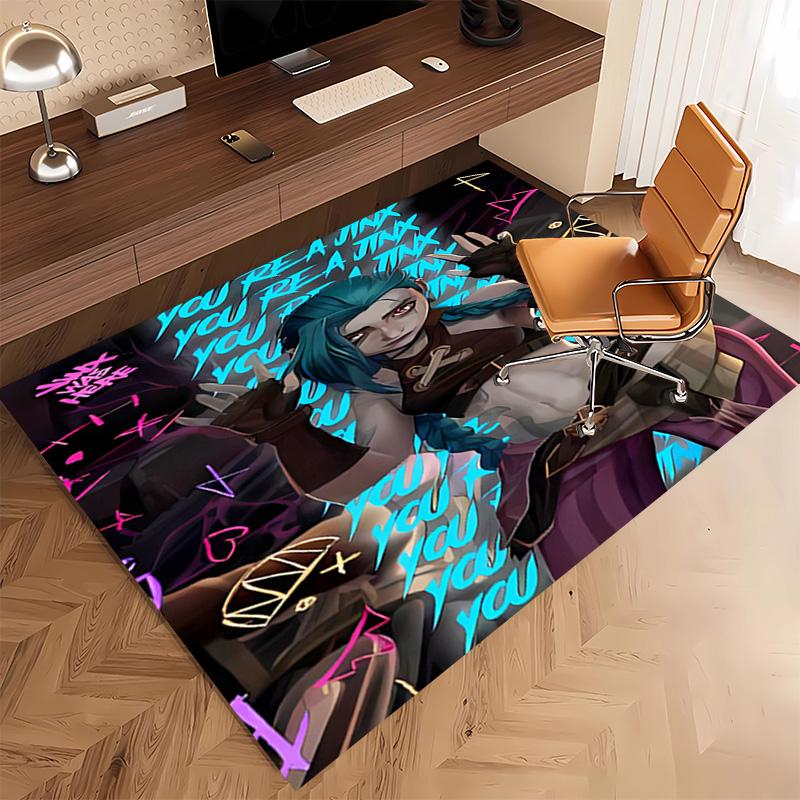 League of Legends Jinx Print Area Rug - Soft,Washable Non-Slip Indoor Mat,Living Room,Home Office Decorative Rug