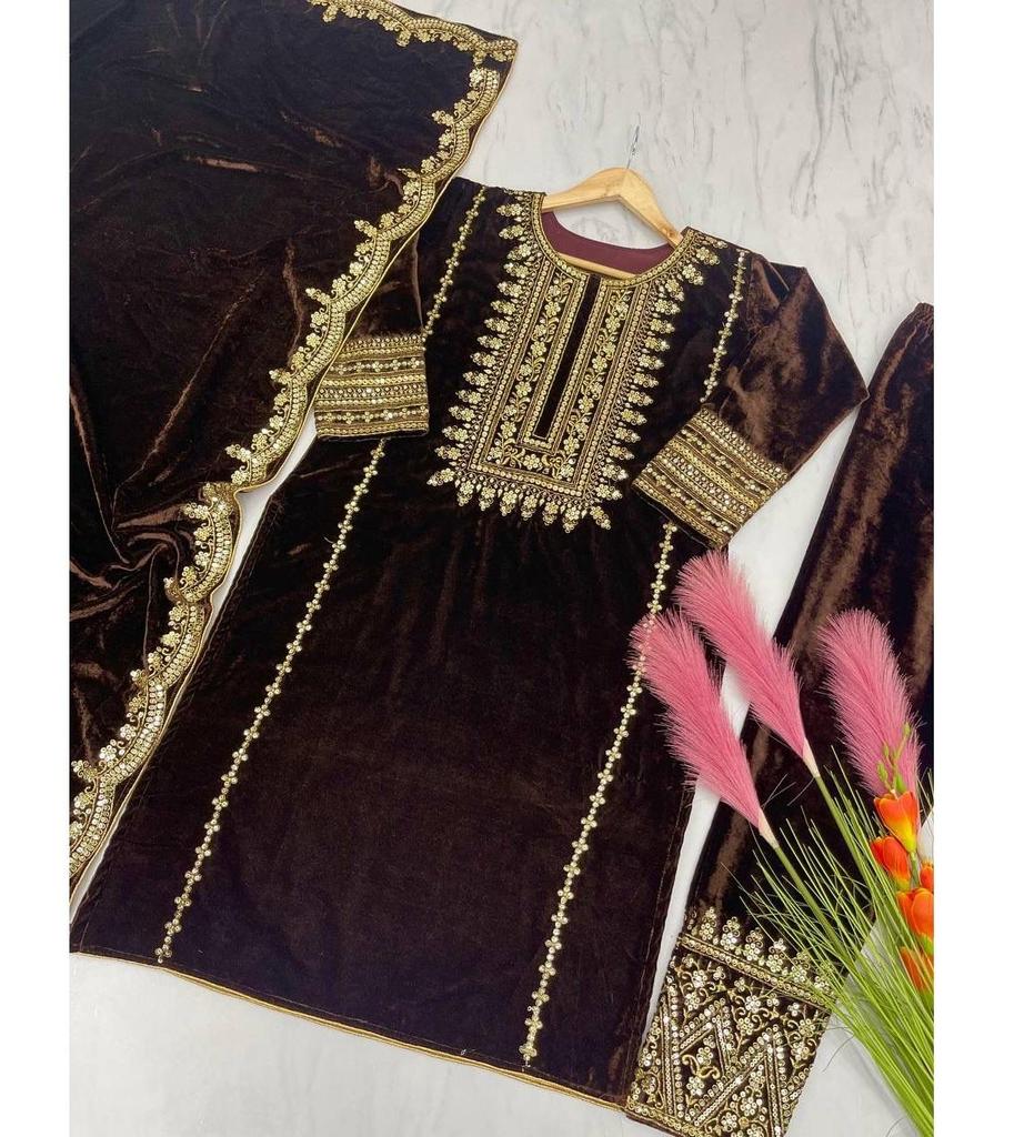 Indian Bollywood Viscose Velvet Salwar Suit Women Party Wear Designer Salwar Kameez Ethnic Wear